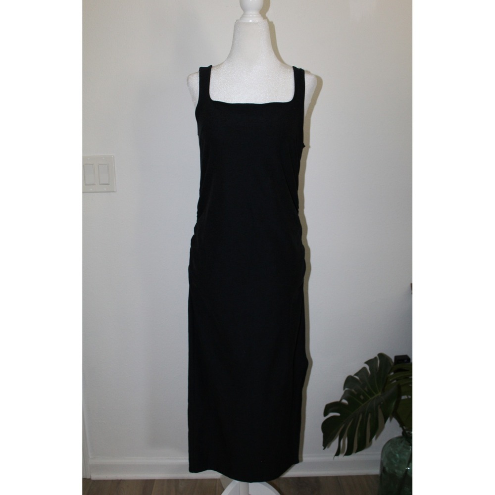 Beyond Yoga Beyond the Bump Spacedye Maternity Ruched Midi Dress Black Size M